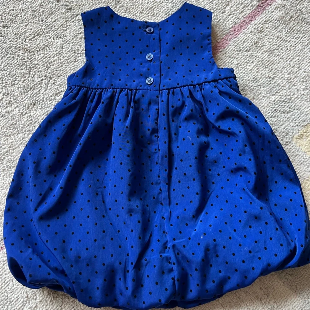 Gymboree Royal Blue Baby Girl Christmas Dress With Black Sweater Size 6-12 Month
